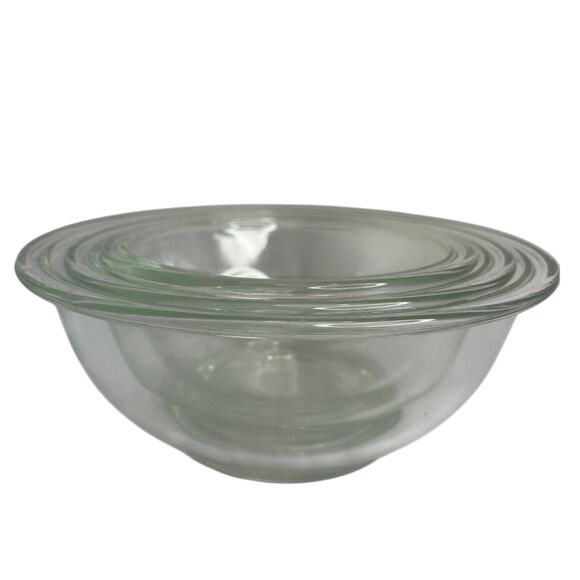 Pyrex Clear Glass Nesting Bowls Mixing Bowl Set of 3 - #325, #323, and #322 - Picture 1 of 8